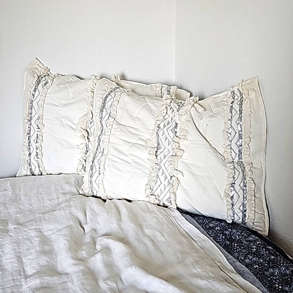 Two pillow shams for standard sized pillows.